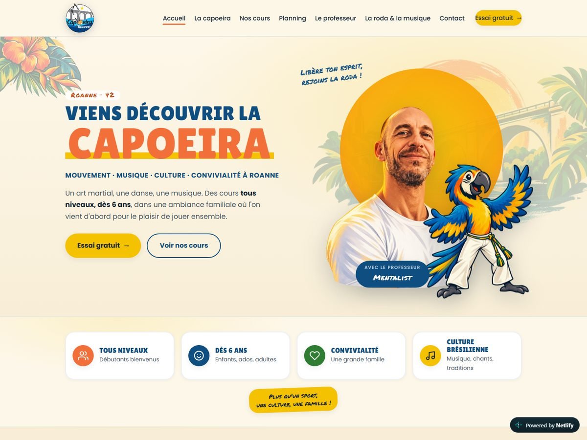Page d'accueil de capoeira-roanne.netlify.app