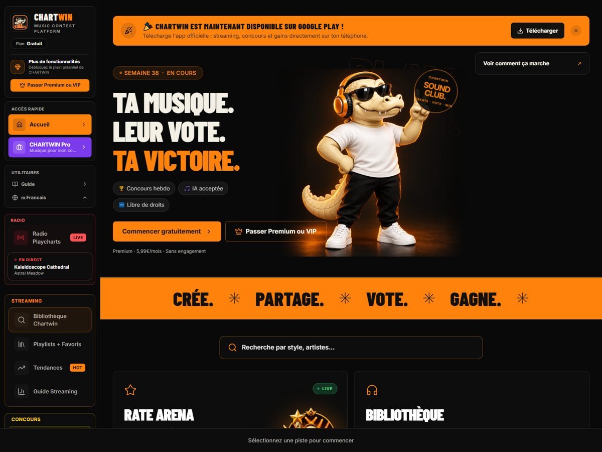 Page d'accueil de chartwin.io