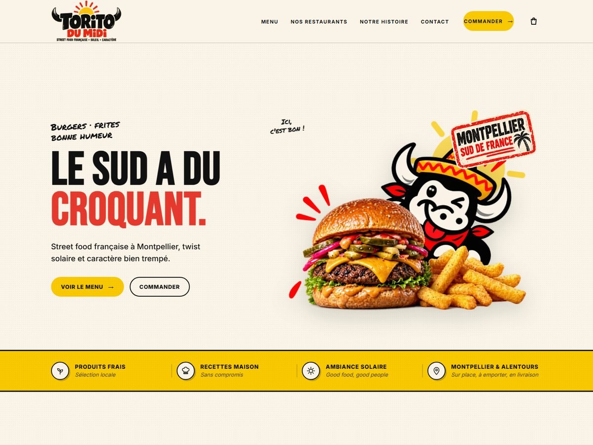 Page d'accueil du site Torito du Midi